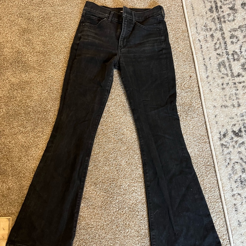 Express Black Flare Jeans Mid Rise Express